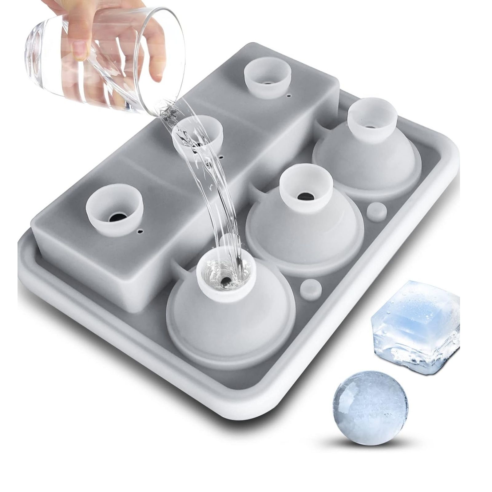Multi-Shape Silicone Ice Mold – Square & Round Compartments 241077